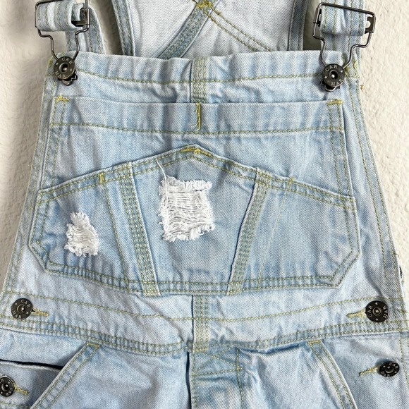 Carmar Denim Jumper Overall Dress Women's XS Light Wash Distressed Mini Cotton - Picture 2 of 6